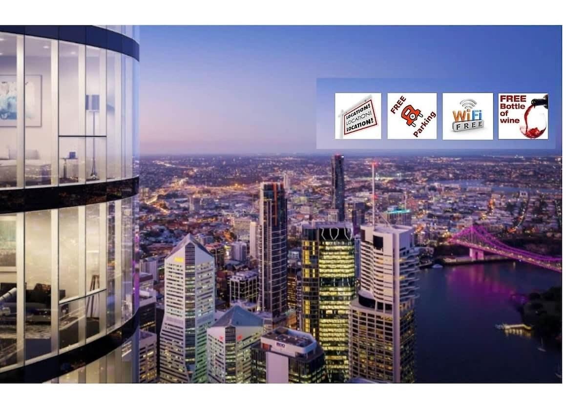Lvl 59 Skytower Amazing Views Cbd Wifi Carpark By Stylish * Brisbane