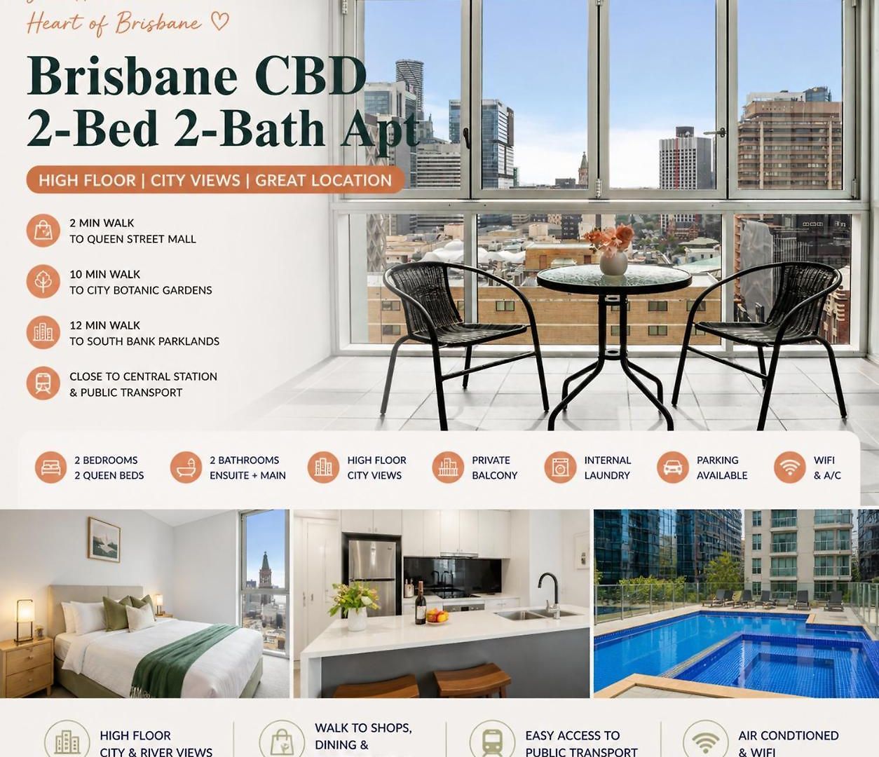 Heart Comfort Spacious 2br 2ba * Brisbane