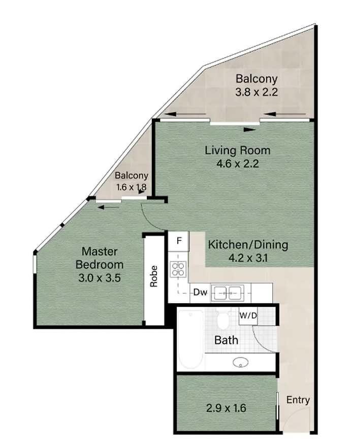 Apartment Urban Retreat 1bed-1bath-study-balcony-1car