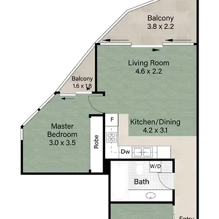 Apartment Urban Retreat 1bed-1bath-study-balcony-1car