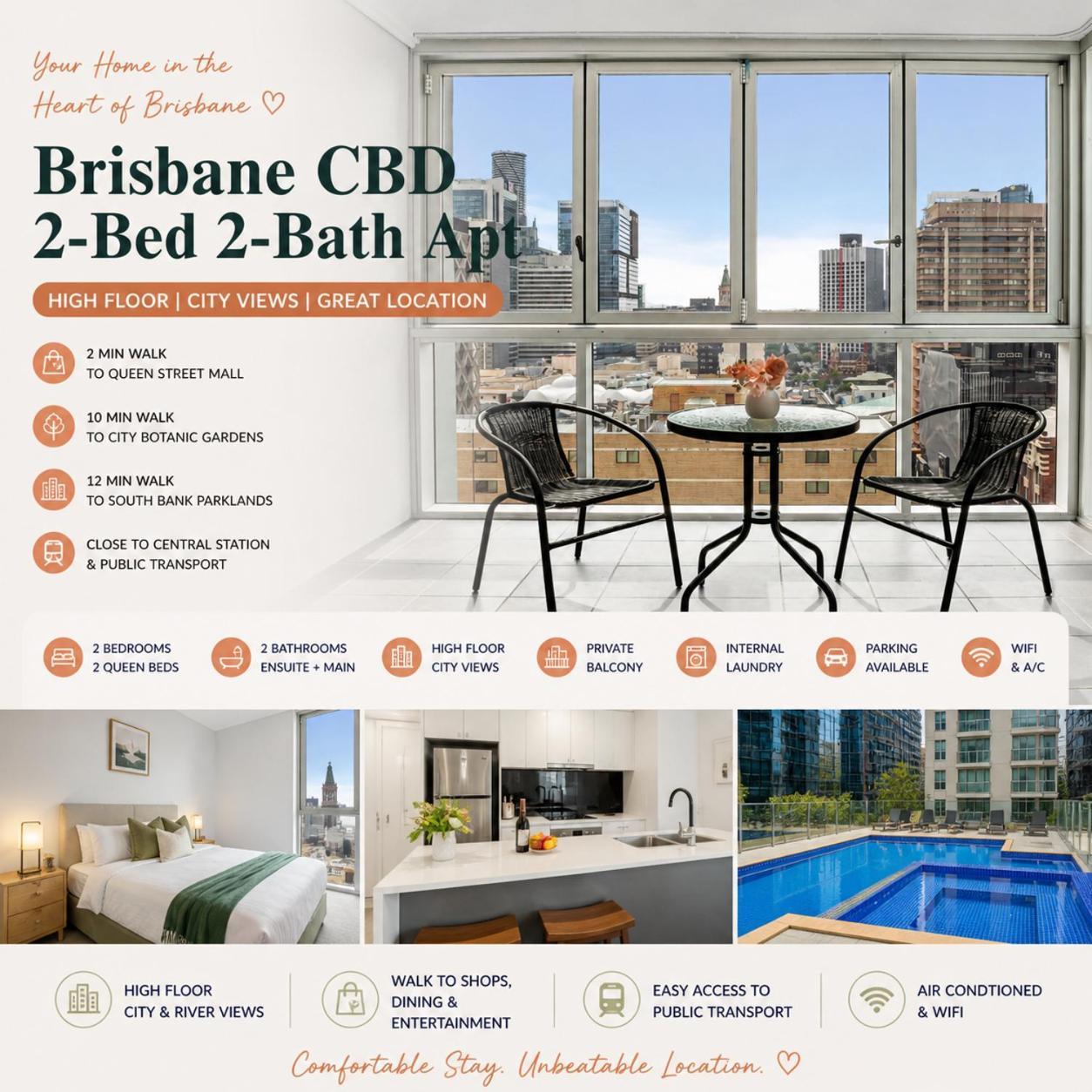 Heart Comfort Spacious 2br 2ba * Brisbane