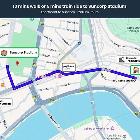 Footy Fan Base Roma St Walk To Stadium Sleeps 4 Apartment *